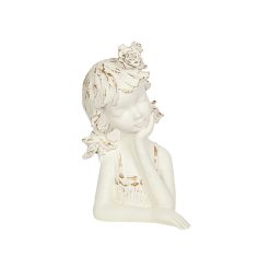 Busto Branco Resina Menina 17 x 29 x 16 cm