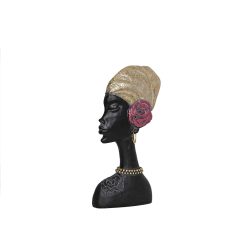 Busto Castanho Resina Africana 16 x 30 x 5 cm