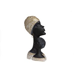 Busto Castanho Resina Africana 18 x 33 x 7 cm