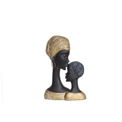 Busto Castanho Resina Africana 19 x 27 x 6 cm