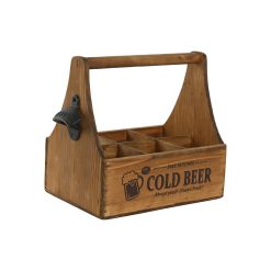 Caixa Cold Beer Castanho Metal Madeira de abeto 6 garrafas 27 x 19 x 26 cm