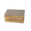 Caixa Decorativa Castanho Bege Resina Madeira MDF 18 x 8 x 13 cm