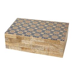 Caixa Decorativa Castanho Bege Resina Madeira MDF 23 x 8 x 15 cm