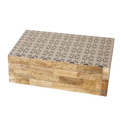 Caixa Decorativa Castanho Bege Resina Madeira MDF 23 x 8 x 15 cm