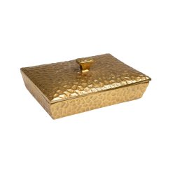 Caixa Decorativa Dourado Alumínio Martelado 23 x 9 x 16 cm