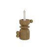 Candelabro Castanho Resina Madeira 16 x 10 x 18 cm