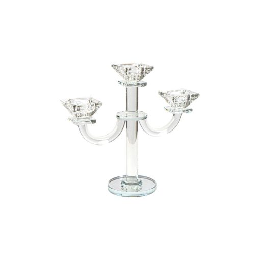 Candelabro Transparente Vidro 22 x 24 x 9 cm