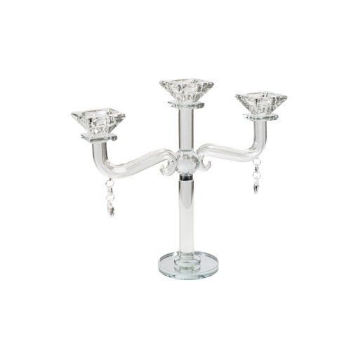 Candelabro Transparente Vidro 27 x 28 x 9 cm