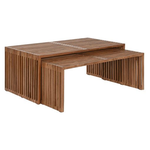 Conjunto de 2 mesas Natural Teca 116 x 60 x 46 cm - Image 4