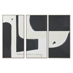 Conjunto de 3 quadros Branco Preto Moderno Urbana 180 x 4 x 120 cm (3 Peças)