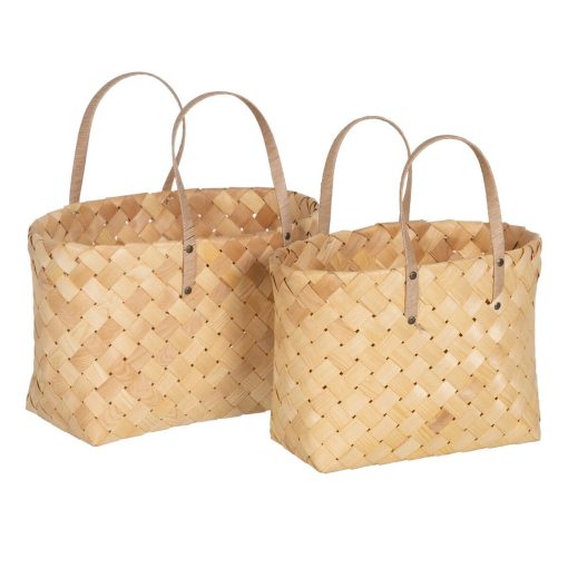 Conjunto de Cestas Natural Madeira 50 x 22 x 28 cm (2 Unidades)