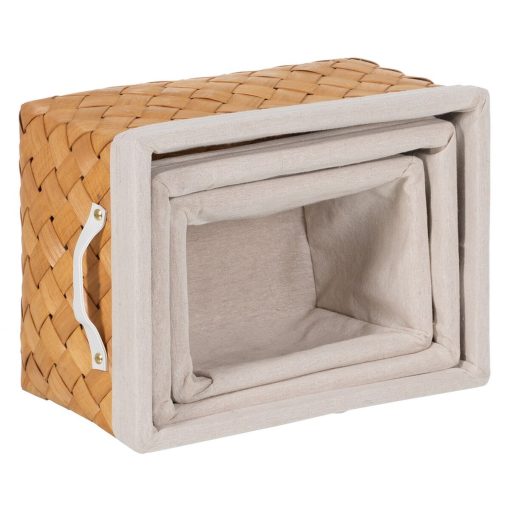Conjunto de Cestas Natural Madeira Tecido 39,5 x 30 x 24 cm (3 Unidades) - Image 8