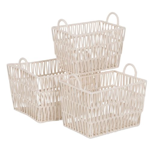 Conjunto de Cestos Branco Corda 45 x 35 x 36 cm (3 Peças) - Image 2