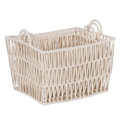 Conjunto de Cestos Branco Corda 45 x 35 x 36 cm (3 Peças) - Image 3