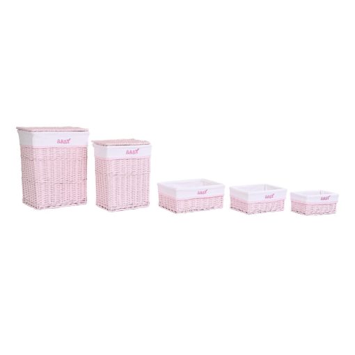 Conjunto de Cestos Cor de Rosa Poliéster Infantil vime (44 x 34 x 56 cm) - Image 4