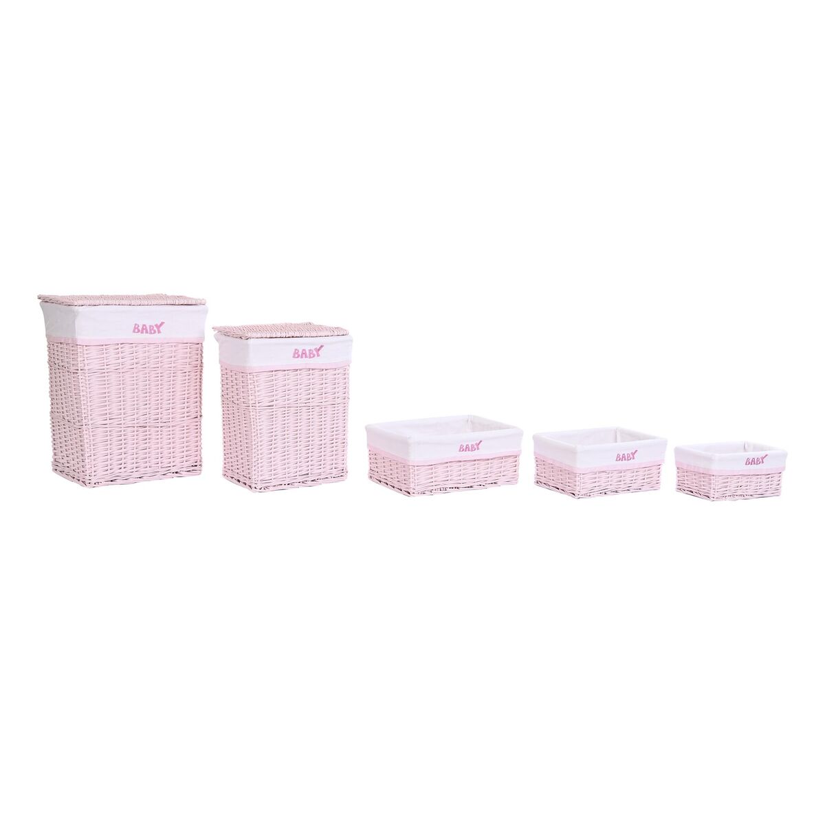 Conjunto de Cestos Cor de Rosa Poliéster Infantil vime (44 x 34 x 56 cm) - Image 4