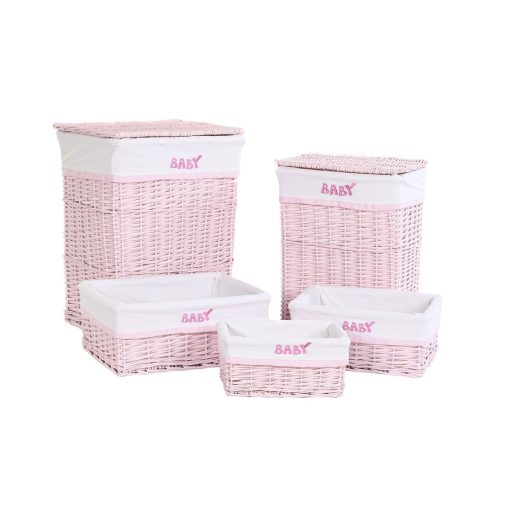 Conjunto de Cestos Cor de Rosa Poliéster Infantil vime (44 x 34 x 56 cm)