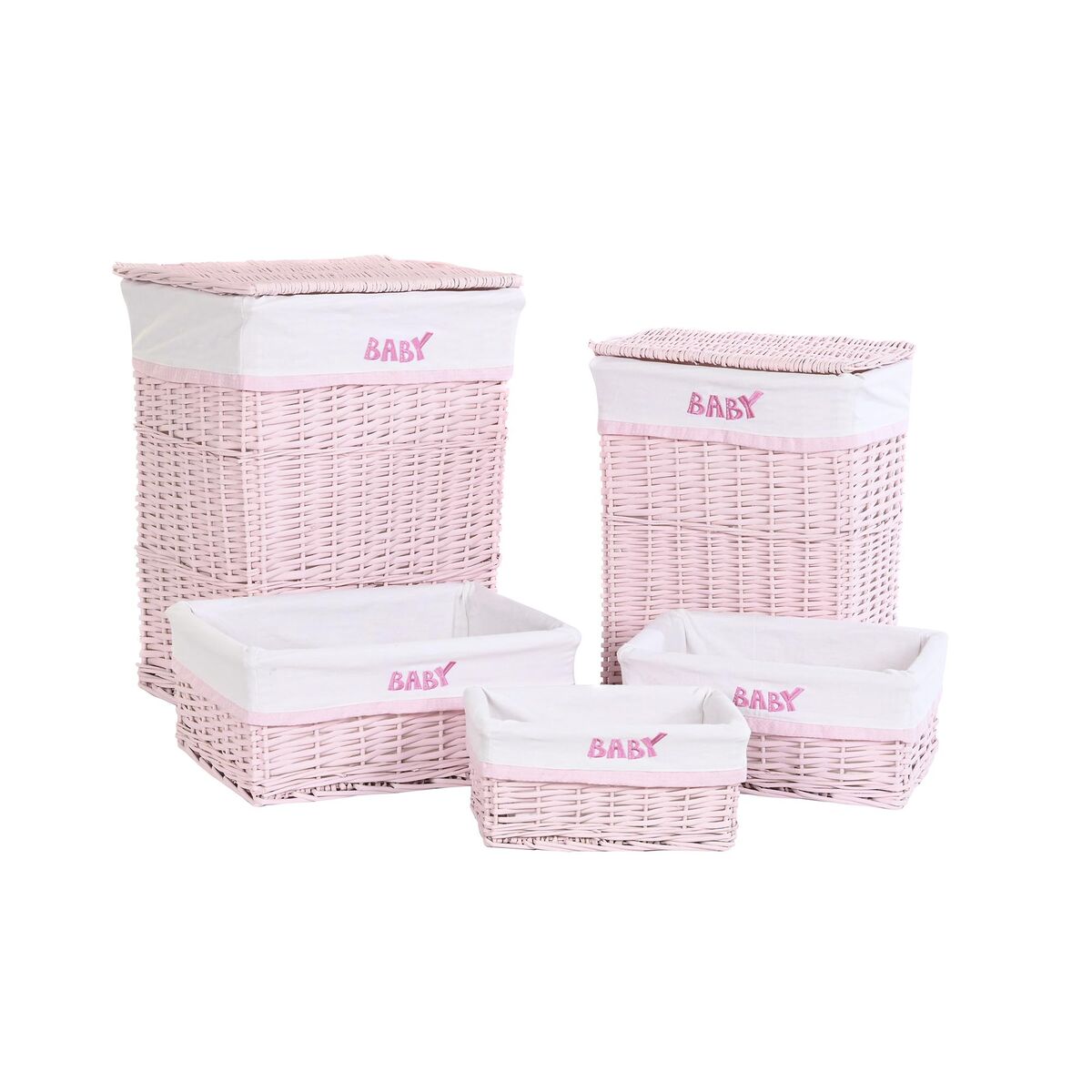 Conjunto de Cestos Cor de Rosa Poliéster Infantil vime (44 x 34 x 56 cm)