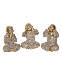 Conjunto de Figuras Dourado Monge 17 x 22 x 15 cm 3 Peças