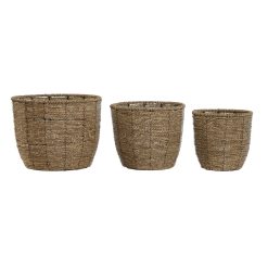 Conjunto de vasos Castanho Fibra Tropical 31 x 31 x 24 cm