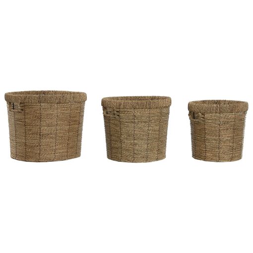 Conjunto de vasos Castanho Metal Fibra Tropical 36 x 36 x 29 cm