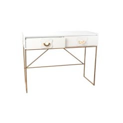 Consola Branco Dourado Metal Madeira MDF 100 x 77 x 39 cm