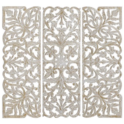 Decoração de Parede Dourado Branco Ferro Romântico Madeira MDF (40 x 2 x 120 cm)