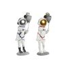 Figura Decorativa Azul Branco Vermelho Mulher Astronauta 16 x 12 x 41 cm (2 Unidades)