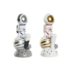 Figura Decorativa Azul Branco Vermelho Prateado Mulher Astronauta 11 x 7 x 24 cm (2 Unidades)