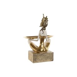 Figura Decorativa Branco Dourado 23 x 13 x 33 cm