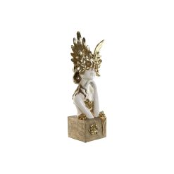 Figura Decorativa Branco Dourado Mulher 20 x 17 x 50 cm