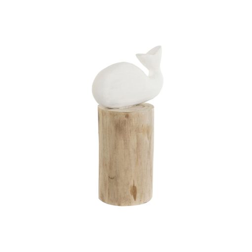 Figura Decorativa Branco Natural Baleia Mediterrâneo 17 x 10 x 28 cm