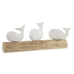 Figura Decorativa Branco Natural Baleia Mediterrâneo 52 x 12 x 21 cm