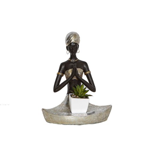 Figura Decorativa Castanho Resina Africana 20 x 24 x 12 cm