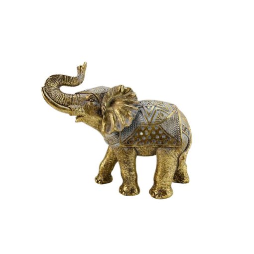 Figura Decorativa Dourado Resina Elefante 24 x 22 x 12 cm