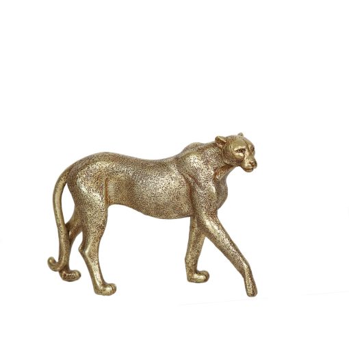 Figura Decorativa Dourado Resina Leopardo 28 x 19 x 7 cm