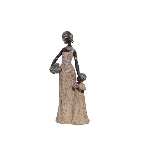 Figura Decorativa Multicolor Resina Africana Menina 15 x 35 x 10 cm