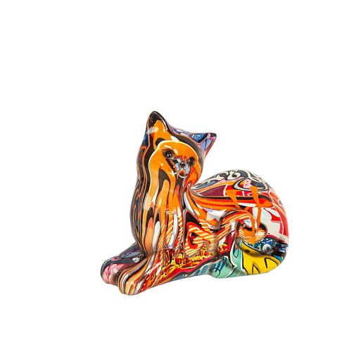 Figura Decorativa Multicolor Resina Gato 15 x 14 x 8 cm