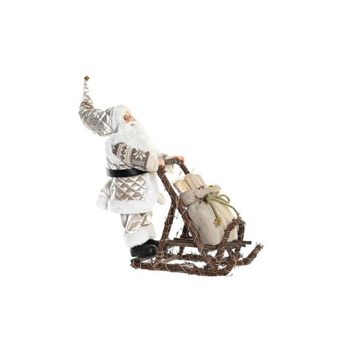 Figura Decorativa Pai Natal Natal Cinzento Champanhe Madeira 42 x 22 x 48 cm