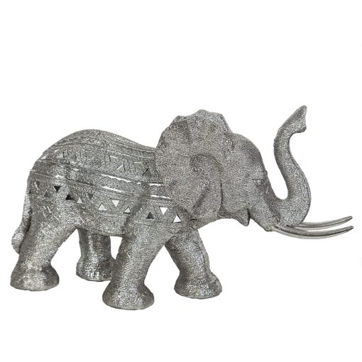 Figura Decorativa Prateado Elefante 48 x 28 x 17 cm