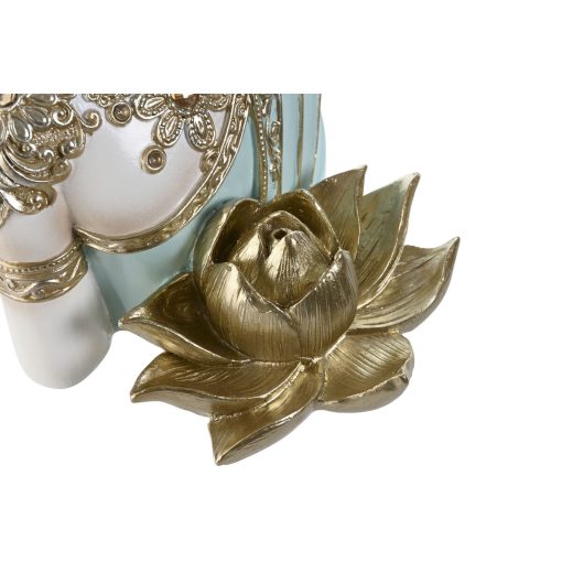 Figura Decorativa Turquesa Dourado Buda Oriental 12 x 12 x 22 cm - Image 3