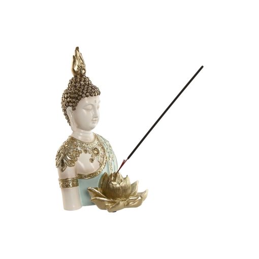 Figura Decorativa Turquesa Dourado Buda Oriental 12 x 12 x 22 cm - Image 4