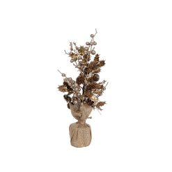 Flores Decorativas Bege Bronze Pinha Bolas de Natal 8 x 43 x 8 cm