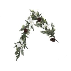 Grinalda de Natal Branco Castanho Verde Polietileno Bloemen 20 x 150 x 20 cm