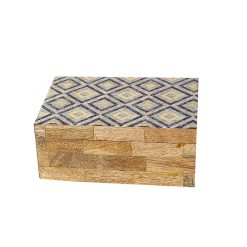 Guarda-Joias Castanho Preto Resina Madeira MDF 18 x 8 x 13 cm