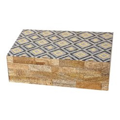 Guarda-Joias Castanho Preto Resina Madeira MDF 23 x 8 x 15 cm