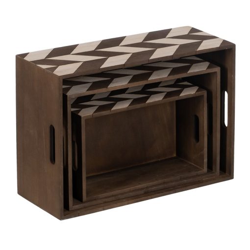 Jogo de Caixas Decorativas Castanho Natural Madeira de paulónia 44 x 31 x 18 cm (3 Peças) - Image 5