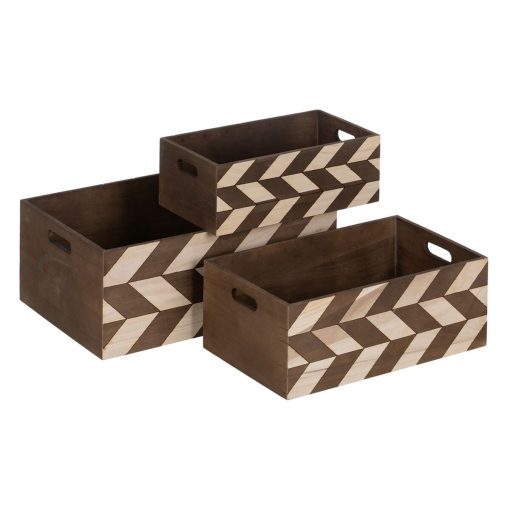 Jogo de Caixas Decorativas Castanho Natural Madeira de paulónia 44 x 31 x 18 cm (3 Peças)
