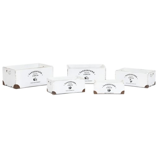 Jogo de Caixas Decorativas Sanderford Branco Madeira de abeto 35 x 22 x 15 cm (5 Peças) - Image 4