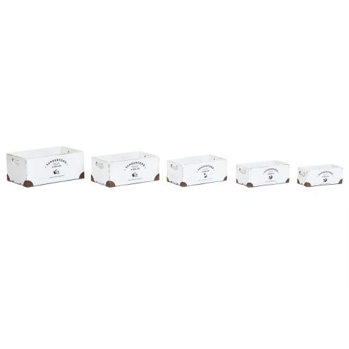 Jogo de Caixas Decorativas Sanderford Branco Madeira de abeto 35 x 22 x 15 cm (5 Peças)